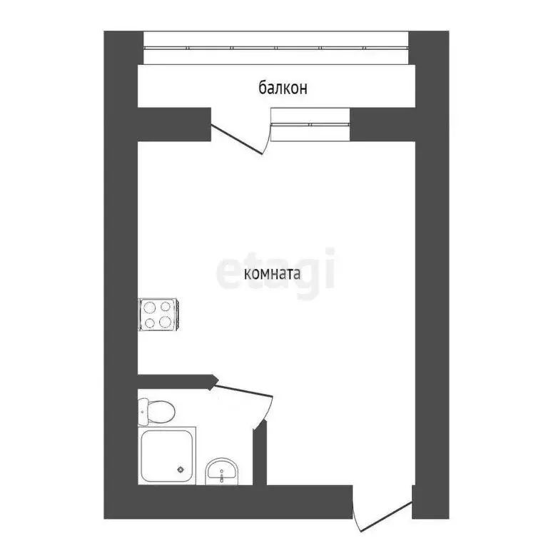 Квартира-студия: Курган, жилой район Заозёрный, 12-й микрорайон, 31 ... - Фото 1
