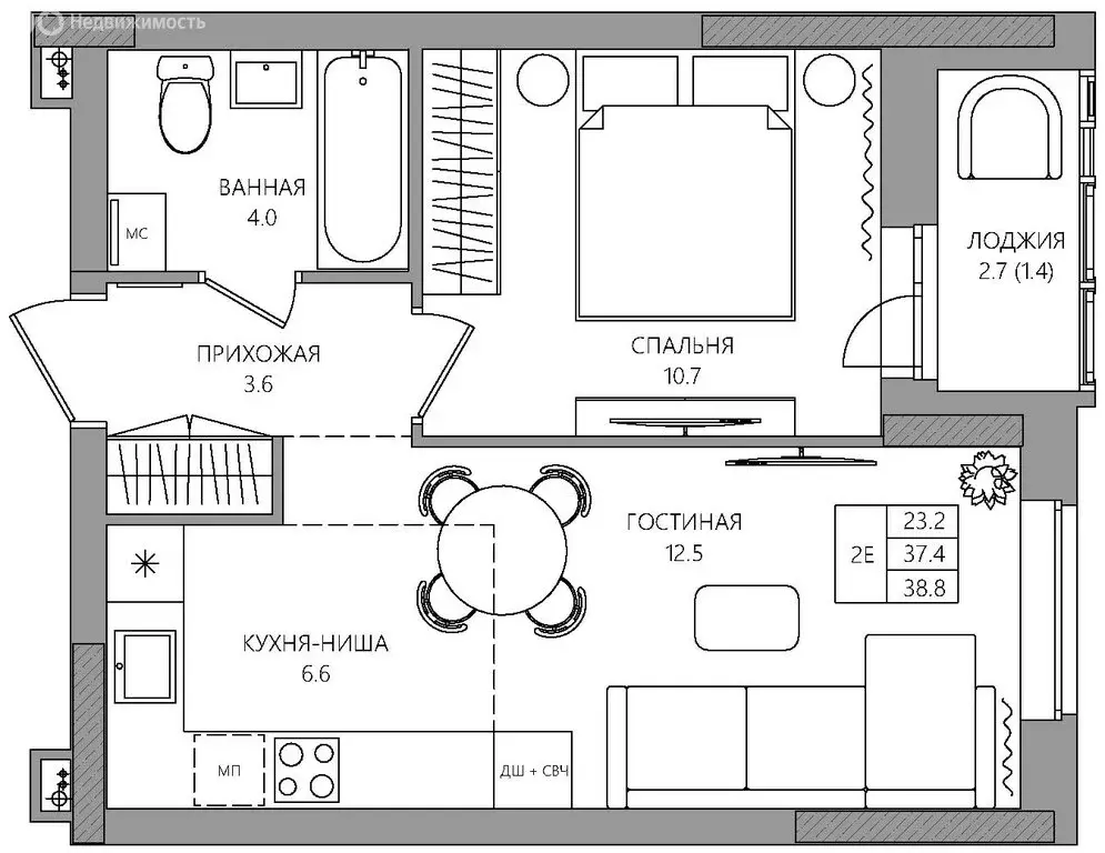 2-комнатная квартира: Пермь, Батумская улица, 21 (38.8 м) - Фото 1