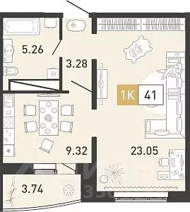 1-к кв. Тюменская область, Тюмень ул. Павла Шарова, 21 (41.0 м) - Фото 0