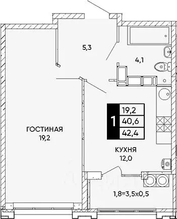 1-к кв. Ростовская область, Ростов-на-Дону ул. Бориса Слюсаря, 15с1 ... - Фото 1