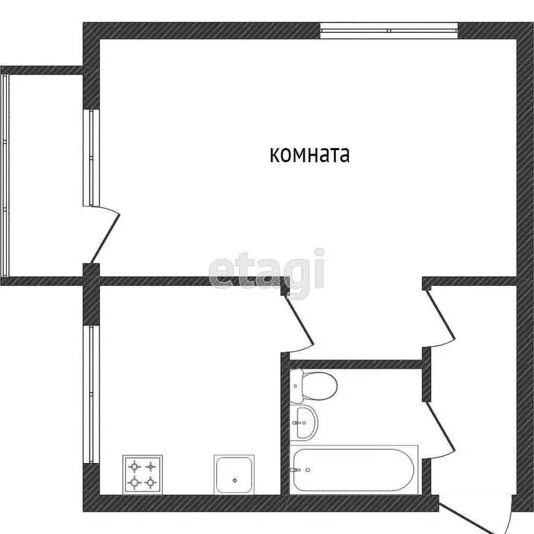 1-комнатная квартира: Кемерово, Коммунистическая улица, 118 (32.4 м) - Фото 1