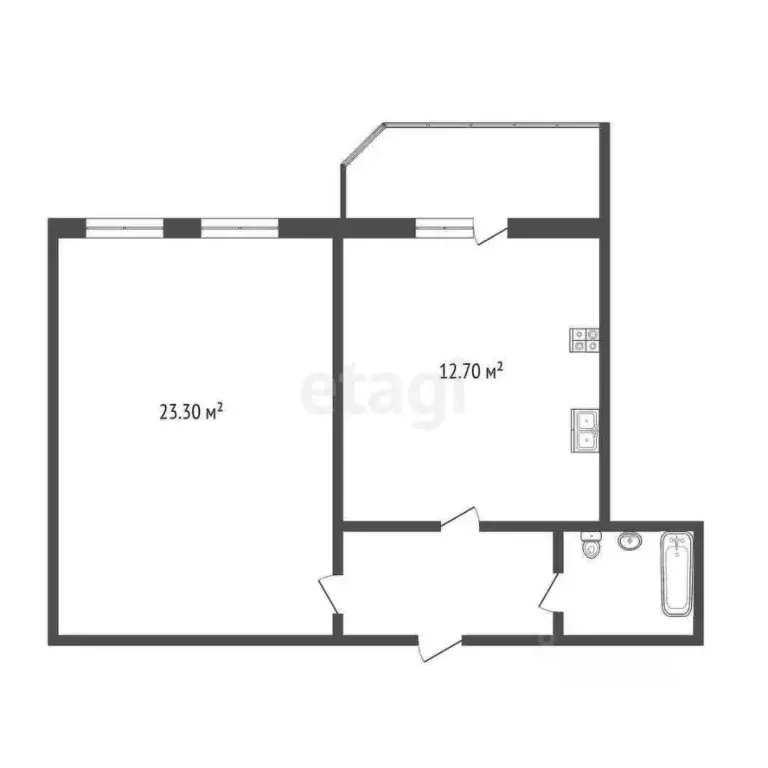 1-к кв. Ханты-Мансийский АО, Сургут тракт Тюменский, 4 (43.2 м) - Фото 1
