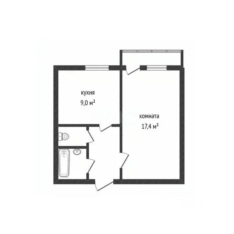 1-к кв. Белгородская область, Белгород просп. Ватутина, 22б (37.0 м) - Фото 2