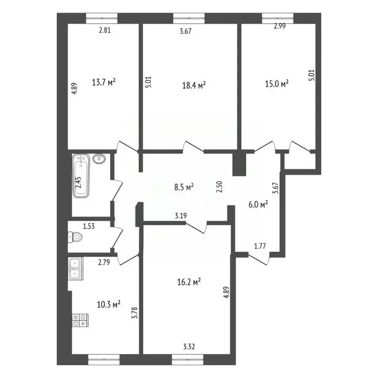 4-к кв. Кемеровская область, Кемерово Советский просп., 28 (97.3 м) - Фото 2