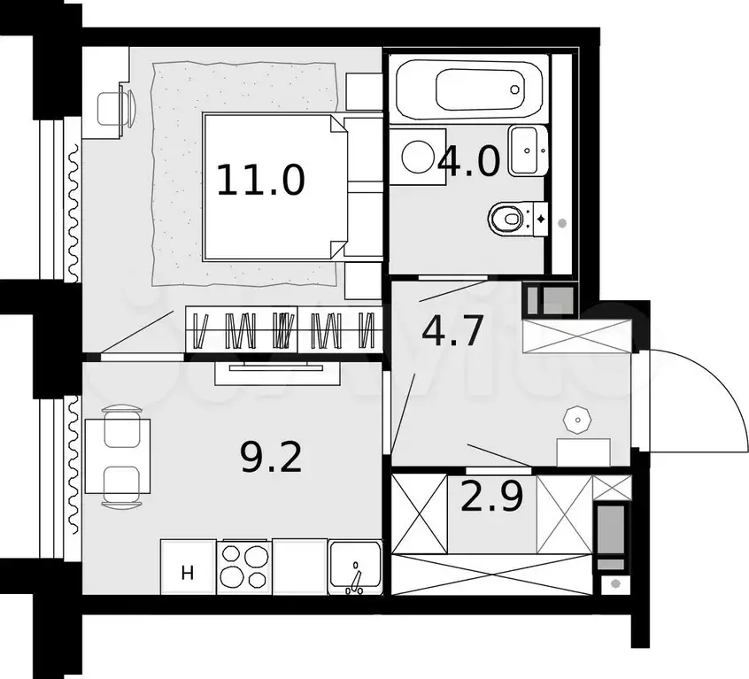 1-к. квартира, 31,8 м, 17/22 эт. - Фото 0