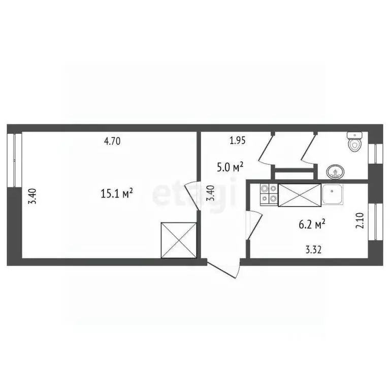 1-к кв. Архангельская область, Архангельск Овощная ул., 12 (29.1 м) - Фото 2