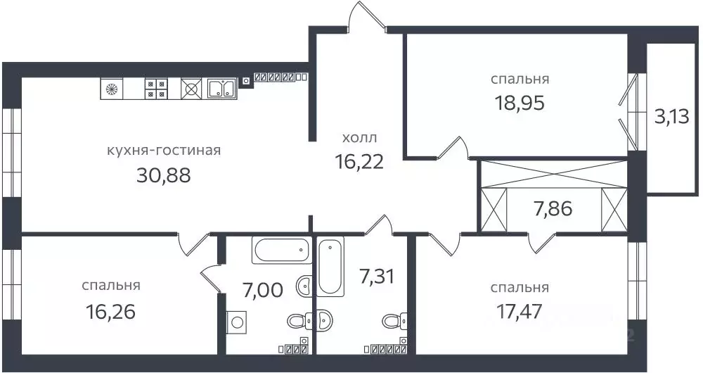 3-к кв. Санкт-Петербург проезд Петровская коса, 1к2 (126.8 м) - Фото 0