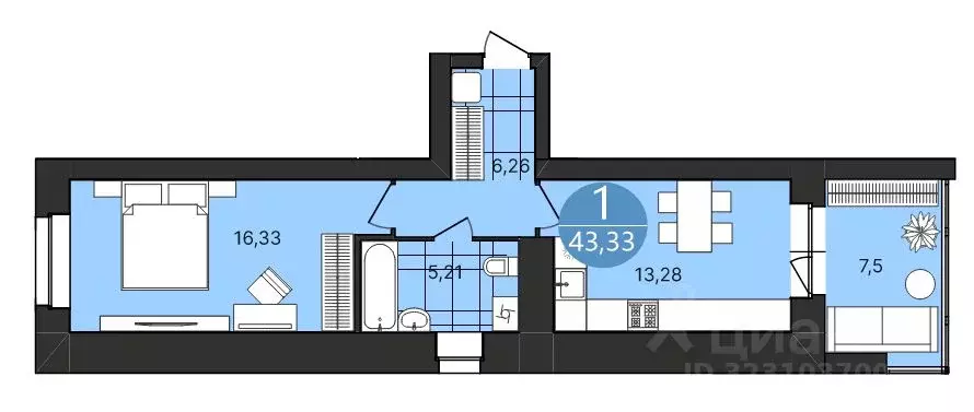 1-к кв. Ярославская область, Ярославль Клубная ул., 20 (44.0 м) - Фото 2