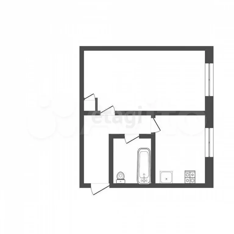 1-к. квартира, 29,5 м, 1/5 эт. - Фото 0