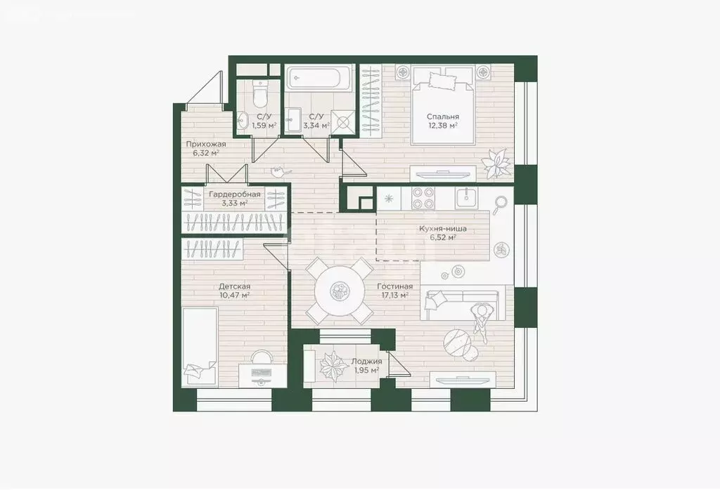 3-комнатная квартира: Казань, улица Алексея Козина, 8 (62 м) - Фото 1