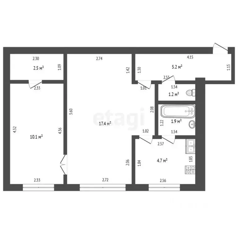 2-к кв. Тамбовская область, Тамбов Пушкарская ул., 49 (43.0 м) - Фото 1