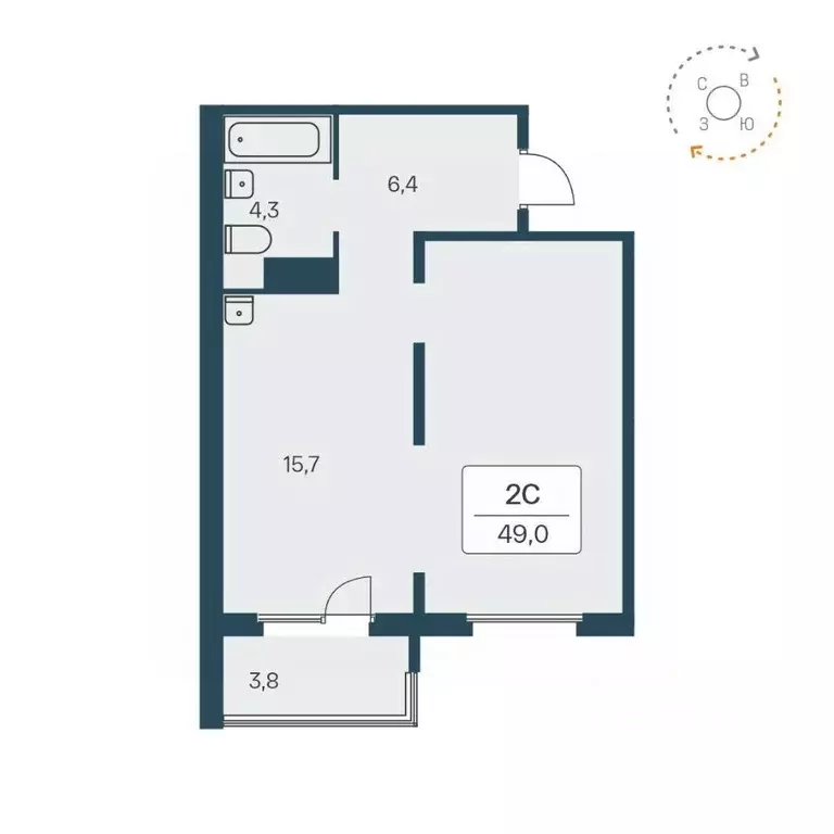 2-к кв. Новосибирская область, Новосибирск Кедровая ул., 80/1 (49.0 м) - Фото 0