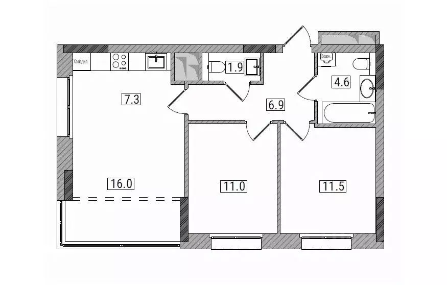 3-к кв. Кировская область, Киров Мелькомбинатовский проезд, 3 (59.2 м) - Фото 1