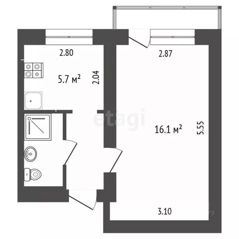 1-к кв. Воронежская область, Грибановский пгт ул. Гоголя, 17 (28.0 м) - Фото 2
