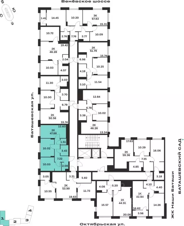 2-к кв. Тульская область, Тула ул. Самоварная, 21/1 (47.88 м) - Фото 2