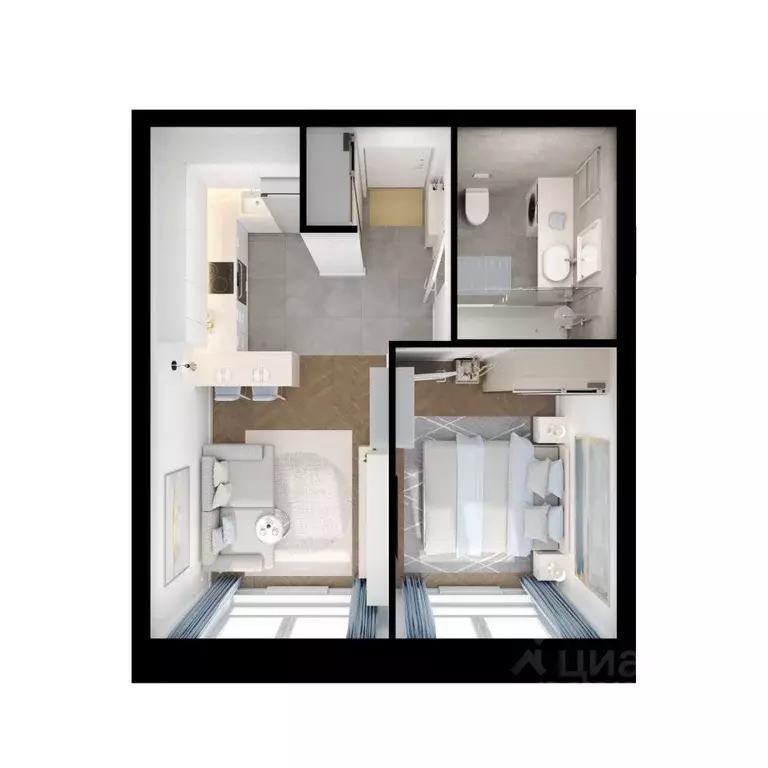 1-к кв. Приморский край, Владивосток ул. Борисенко, 48к2 (33.1 м) - Фото 1