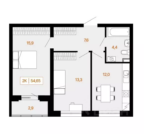 2-к кв. Ханты-Мансийский АО, Ханты-Мансийск Самаровская ул., 2А (54.65 ... - Фото 0