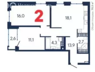 2-комнатная квартира: Екатеринбург, улица Сурикова, 63 (65 м) - Фото 0