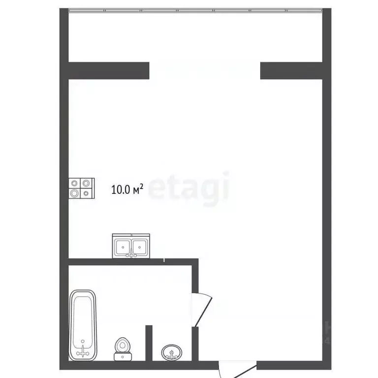 Студия Тюменская область, Тюмень ул. Ю.-Р.Г. Эрвье, 30к4 (30.8 м) - Фото 2