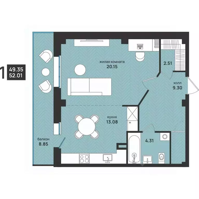 1-к кв. Архангельская область, Архангельск ул. Свободы, 16 (52.01 м) - Фото 2