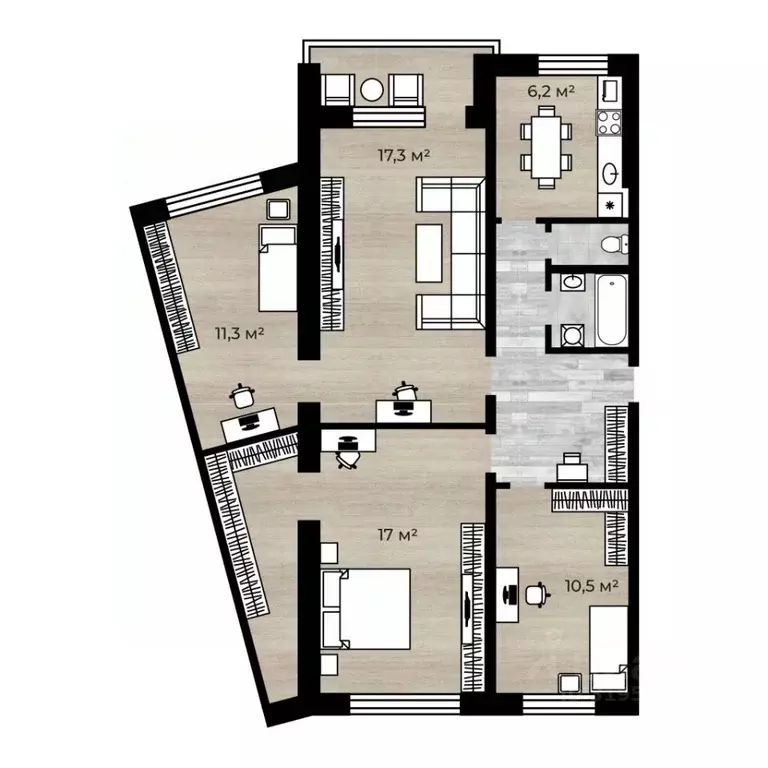 4-к кв. Ярославская область, Ярославль Северный жилрайон, 10-й мкр, ... - Фото 2