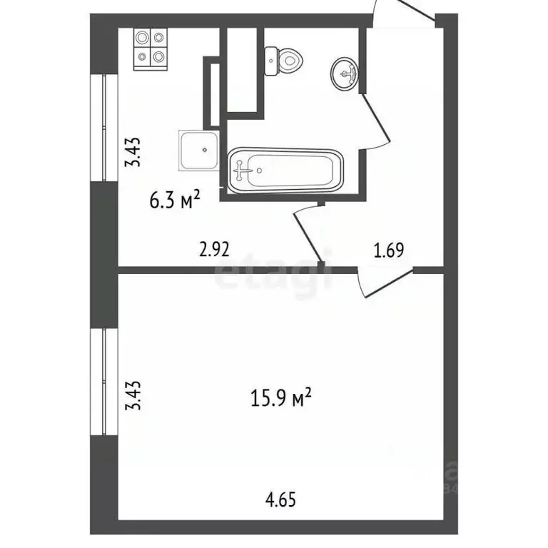 1-к кв. Вологодская область, Великоустюгский муниципальный округ, пос. ... - Фото 2