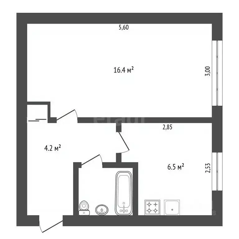 1-к кв. Амурская область, Благовещенск ул. Пушкина, 183/7 (30.4 м) - Фото 2