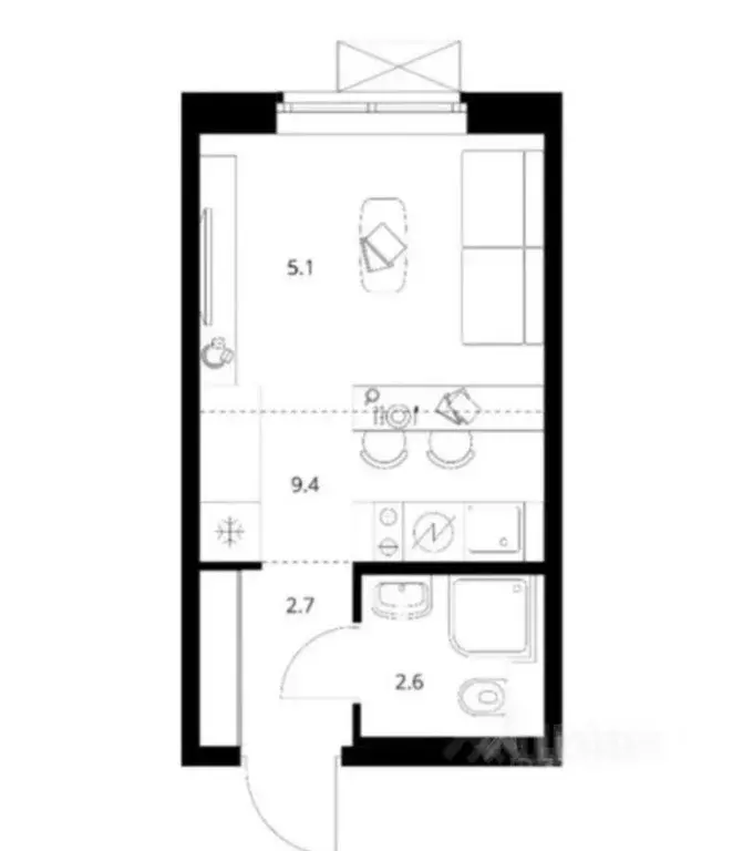 Студия Москва Сигнальный проезд, 16к2 (19.8 м) - Фото 1