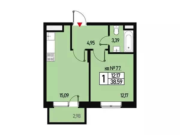 Продаётся 1-к квартира, 35.6 м - Фото 0