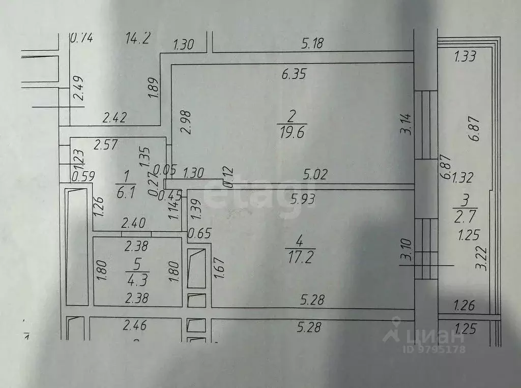 1-к кв. Татарстан, Казань ул. Вишневского, 59Ак3 (47.2 м) - Фото 2