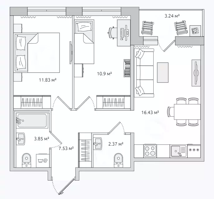 Продаётся 2-к квартира, 50.5 м - Фото 0