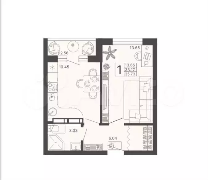 2-к. квартира, 35,7 м, 5/11 эт. - Фото 0