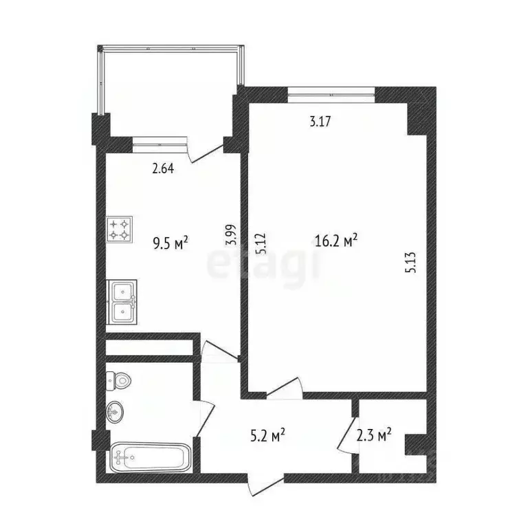 1-к кв. Вологодская область, Вологда ул. Сергея Преминина, 10Б (37.2 ... - Фото 2