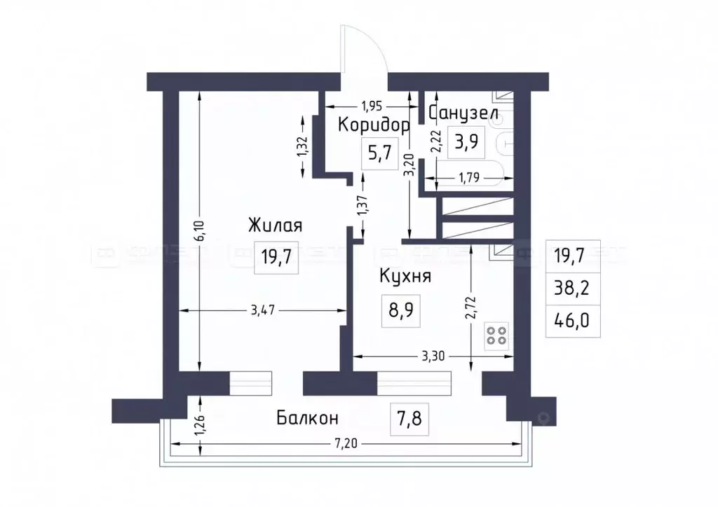 1-к кв. Татарстан, Казань ул. Виктора Сажинова, 6/9 (42.0 м) - Фото 1