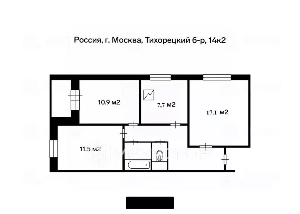 3-к кв. Москва Тихорецкий бул., 14К2 (61.5 м) - Фото 2