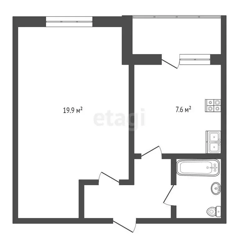 1-комнатная квартира: село Абатское, улица Лермонтова, 11 (35.2 м) - Фото 0