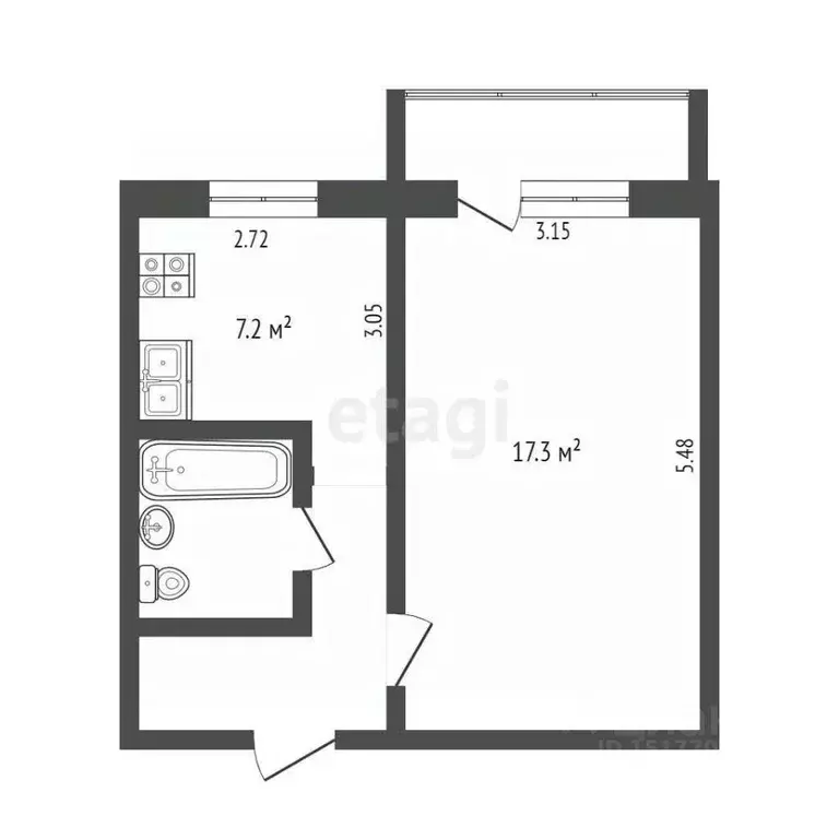 1-к кв. Ямало-Ненецкий АО, Ноябрьск Транспортная ул., 5 (32.7 м) - Фото 2