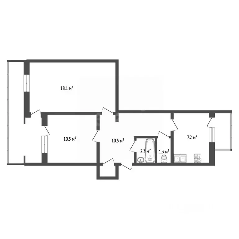 2-к кв. Севастополь ул. Генерала Жидилова, 36 (54.4 м) - Фото 2