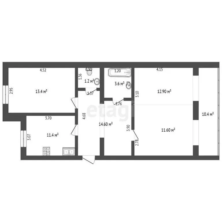 2-комнатная квартира: Таганрог, Инициативная улица, 54А (80 м) - Фото 1