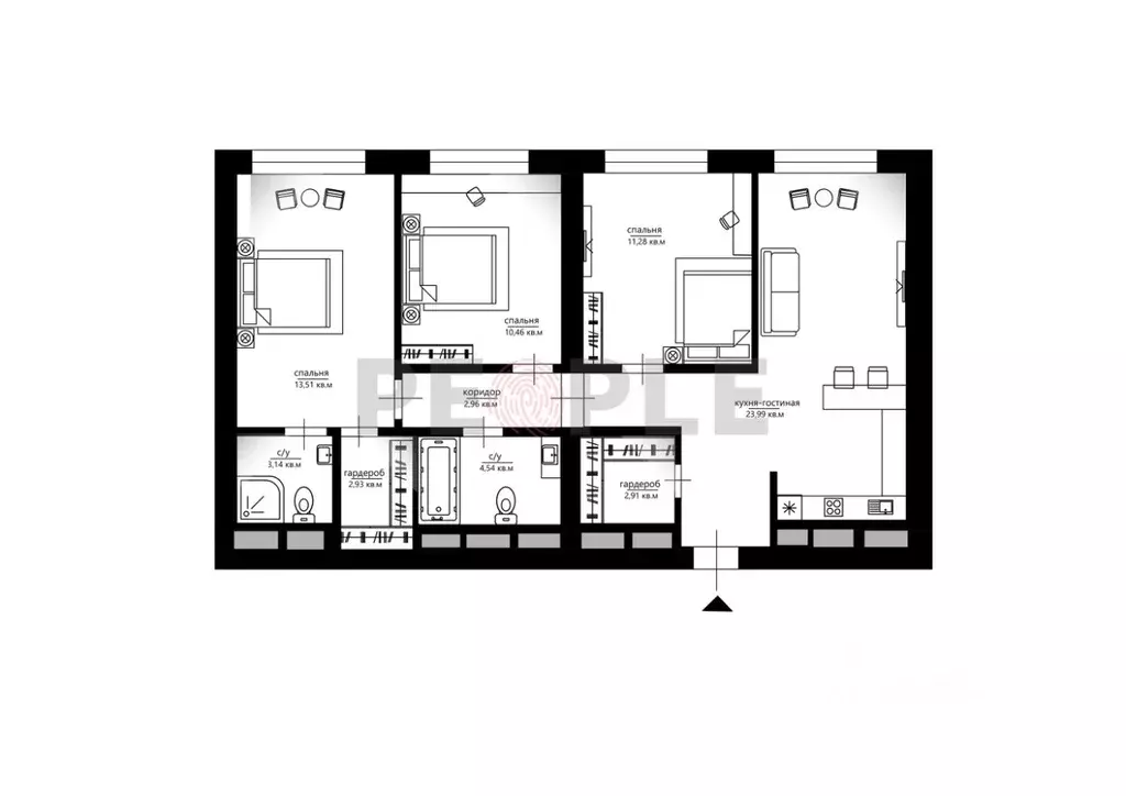 4-к кв. Москва ул. Народного Ополчения, 3 (80.0 м) - Фото 1