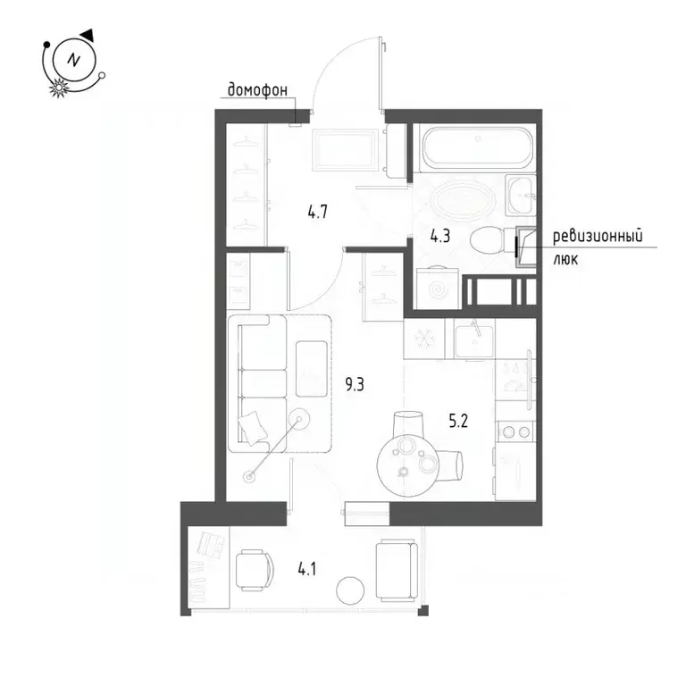 Студия Санкт-Петербург пос. Шушары, ул. Чудовская, 14к1 (24.7 м) - Фото 1