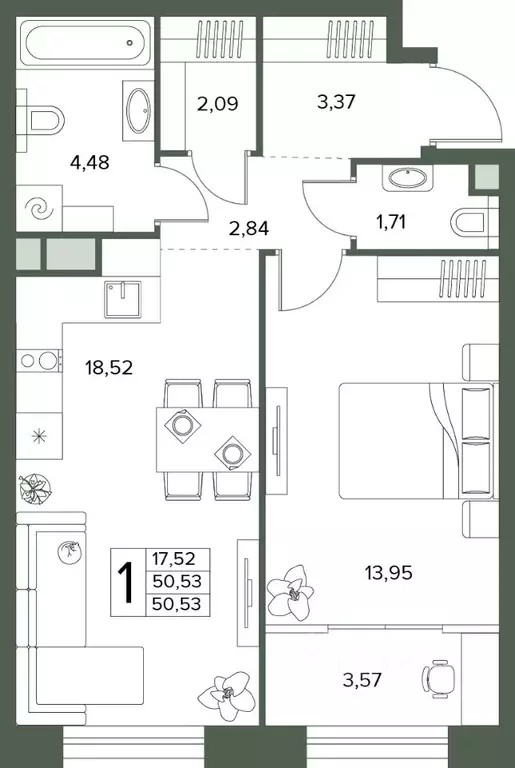 2-к кв. Московская область, Серпухов  (50.53 м) - Фото 1