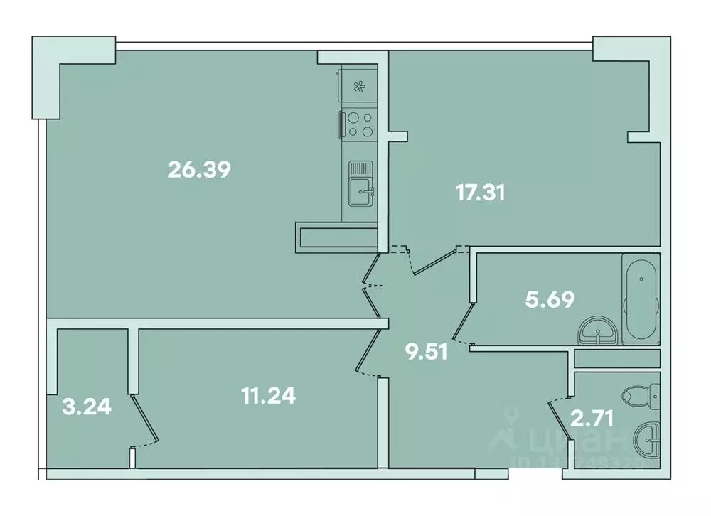 2-к кв. Иркутская область, Иркутск ул. Петрова, 18 (76.64 м) - Фото 0