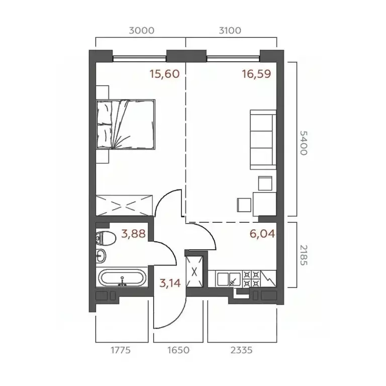 1-к кв. Иркутская область, Иркутск ул. 6-я Советская, 2 (45.25 м) - Фото 0