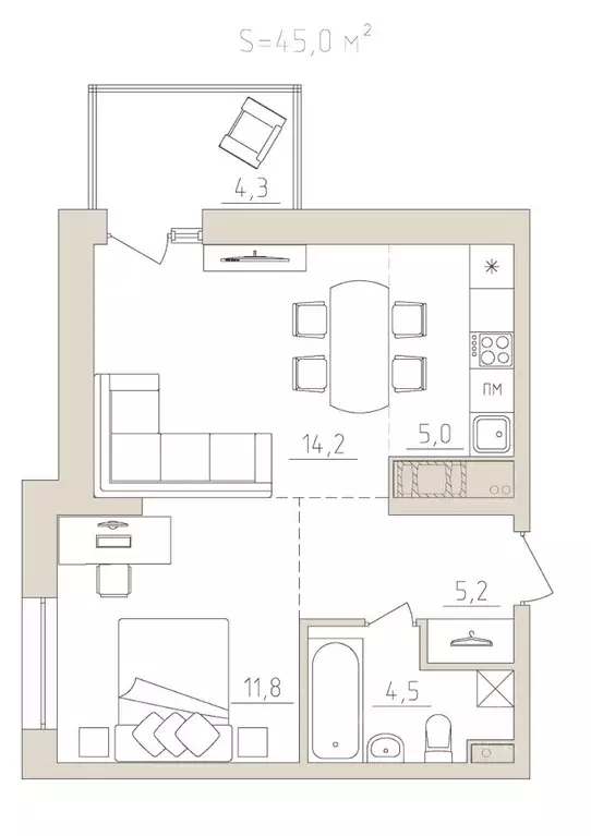 2-к кв. Карелия, Петрозаводск Закаменская наб., 3 (44.9 м) - Фото 1