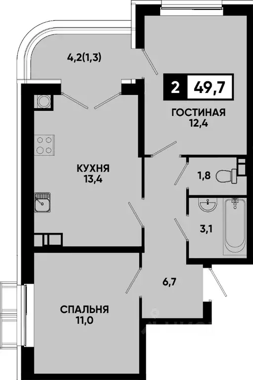 2-к кв. Ставропольский край, Кисловодск Моя Легенда жилой комплекс ... - Фото 1