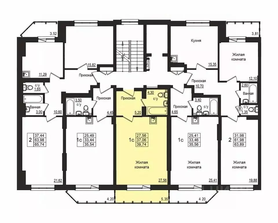 Студия Новосибирская область, Новосибирск Вилюйская ул., 6 (36.8 м) - Фото 1