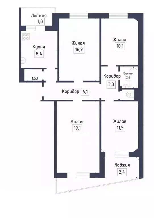 4-к кв. Татарстан, Казань ул. Галии Кайбицкой, 4 (91.0 м) - Фото 1