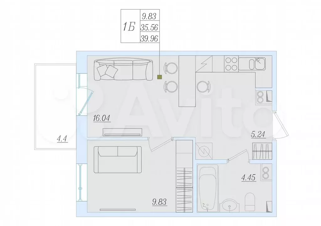 1-к. квартира, 40 м, 10/16 эт. - Фото 0