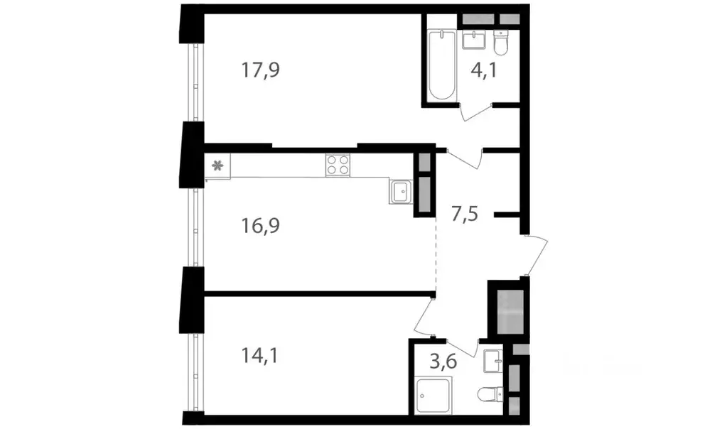 2-к кв. Москва Семеновский Парк 2 жилой комплекс (64.1 м) - Фото 0